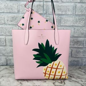 Kate Spade Pineapple Colada Reversible Tote Shoulder Bag & Wristlet Wallet